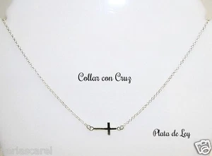 COLLAR CRUZ PLATA de LEY 925. Longitud 43 cm. Cruz horizontal de 2 cm - Imagen 1 de 3