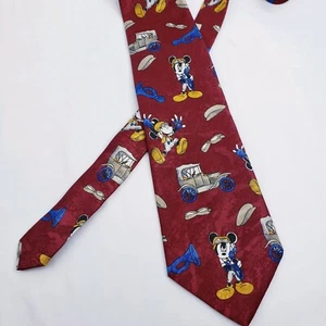 Disney Mickey Unlimited Classic Car Model T Tie Necktie Deep Red Carmine - Picture 1 of 6