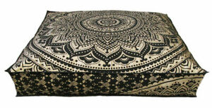 35" Mandala Ottoman Cushion Floor Pillow Case Indian Square Seating Cover Pouf