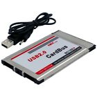 PCMCIA to USB 2.0 CardBus Dual 2 Port 480M Card Adapter for Laptop PC Compu I2S2