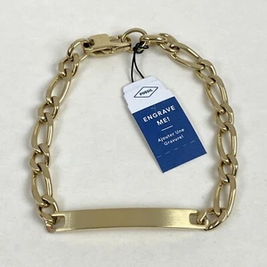 Fossil Herren Armband goldfarben Stahl blank gravierbar Plakette Kette - Bild 1 von 6