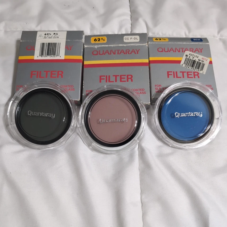 Quantaray - lote de 3 filtros de lente - 62mm - polarização e azul - Imagem 1 de 1