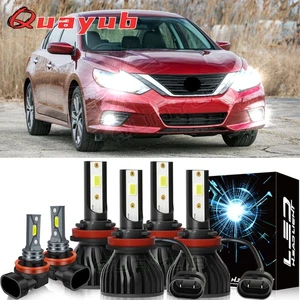 For 2007-2018 Nissan Altima Led Headlight Hi/Lo+Fog light bulbs Combo Kit White - Picture 1 of 17