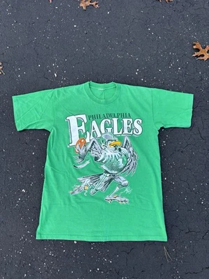 Vintage Philadelphia Eagles Jack Davis Single Stitch Kelly Green T Shirt Mens L - Image 1 of 4