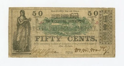 1862 50 The Vicksburg, Shreveport and Texas Railroad Co - Monroe, LOUISIANA Note - Image 1 of 2