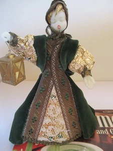 Vintage German Koestel? Wax Face / Velvet Christmas Angel Caroler 9” Tree Topper - Picture 1 of 9