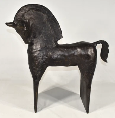 Caballo de Metal Fundido Lg 21" Escultura Estatua Decoración Figura Acabado Envejecido Brassex India Foto 1 de 4