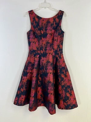 Vera Wang Women’s Jacquard Open Back Fit Flare Dress Holiday Party Cocktail Sz 6 - Image 1 of 4