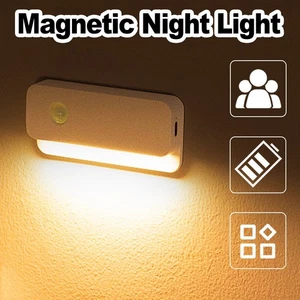Sensor LED Night Light Magnetic Motion Lights Wireless Rechargeable Lamp Cabinet - Picture 1 of 9