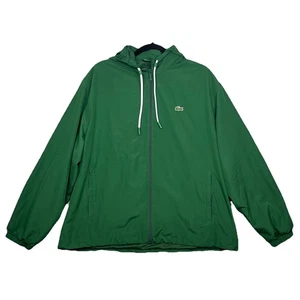 Lacoste Jacket Large Mens Green Full Zip Hooded Windbreaker Water Resistant - Picture 1 of 14