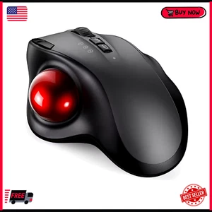 Trackball Wireless Mouse Rechargeable Bluetooth 2.4G USB Mouse Ergonomic Mice fo - Picture 1 of 11