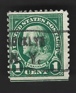 Scott# 552 1c Franklin precancel BROOKLYN N.Y. with Guideline - (A-2) - Picture 1 of 2