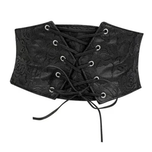 Women Waist Belt Corset Lace Up Tied Waspie Fits waist size 27"-31" A-black - Picture 1 of 8
