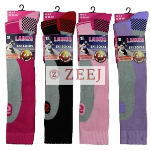 3 PAIRS LADIES THERMAL PADDED SKI SOCKS HIGH PERFORMANCE LONG LENGTH SIZE 4 -7 - Picture 1 of 10