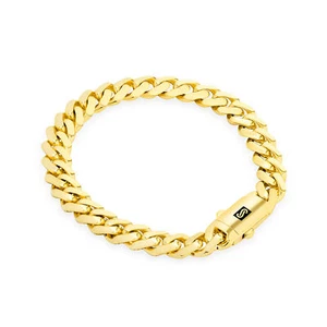 10k Yellow Gold Royal Monaco Miami Cuban 7.5mm Curb Chain Mens Bracelet 8.5" - Picture 1 of 11
