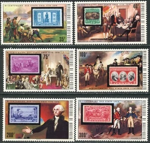 Burkina Faso (Upper Volta) Sc#352-358 1975 Bicentenario Cpl Set y SS Como Nuevo NH - Imagen 1 de 2