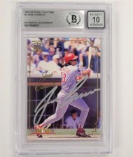 Jose Canseco signed 1995 National Packtime #9 card Texas Rangers ~ BAS 10 auto