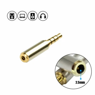1x Gold Adapter 2.5mm Female to 3.5mm Male Stereo Audio Headphone Jack Converter - Image 1 of 4
