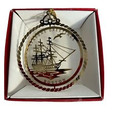 BOSTON Tea Party Ship 24k Gold Brass Christmas Ornament Nation’s Treasures