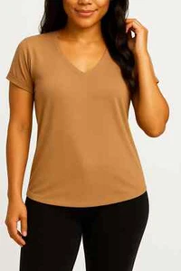 Women Ladies Batwing Sleeve Oversized Baggy Loose Fit Turn Up V Neck T Shirt Top - Picture 1 of 28