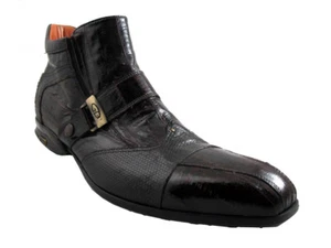 Gianfranco Butteri Men's Italian Leather Designer Eel/Lizard Boots 21403 Black a - Picture 1 of 9