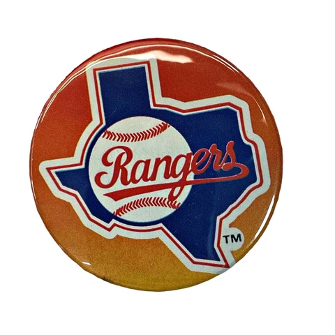 Vintage 1970s Badge A Minit MLB Baseball Magnetic Button - Texas Rangers Cover