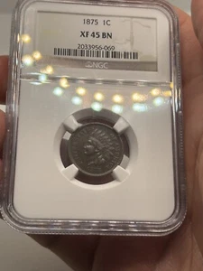 1875 Indian Head Cent Coin - NGC XF-45 Brown! Better Date! Nice Eye Appeal*** - Picture 1 of 10