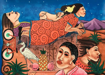 ENRIQUE FLORES Arte Mexicano Oaxaca Serigrafía Original Firmado a Mano Foto 1 de 4