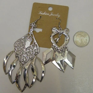 Fashion Jewelry Ladies Fashion Earrings Drop Dangle Silver Tones Hook - Picture 1 of 12