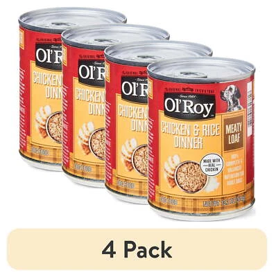 (4 pack) Ol' Roy Chicken & Rice Dinner Meaty Loaf Wet Dog Food, 13.2 oz Can