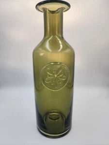 Vintage Dartington Green Hand Blown Embelished Flower Vase 11.5" Tall - Picture 1 of 6