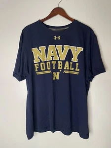 Under Armour Navy Midshipmen Football T-Shirt Size 2XL - Picture 1 of 8