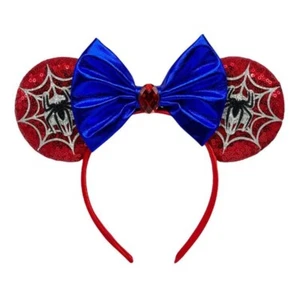 NEW Disney SPIDER MAN Mickey ears RED Headband MARVEL Blue Bow WEB Spiderman - Picture 1 of 4