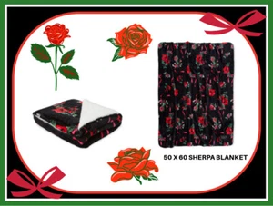 $68 Lazo floral rosa negra Victoria's Secret 50 x 60 pulgadas Secret Sherpa Manta - Imagen 1 de 8