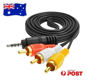 AUX Male 3.5mm to 3RCA AV Audio Video Converter Cable HDTV Smart TV Adapter Cord - Picture 1 of 4