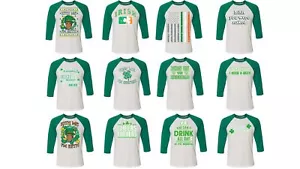 Lucky Shamrock Funny Clover St Patricks Pattys Day Men Women Baseball Tee Shirt - Picture 1 of 27