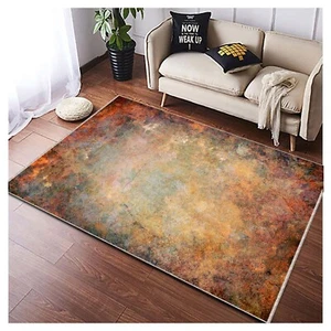 Alfombra vintage envejecida, abstracta rústica, alfombra de piso textura envejecida, tonos terrosos cálidos - Imagen 1 de 9