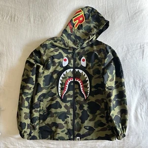 Bape A Bathing Ape Camo Camouflage Nylon Windbreaker Hooded Zip Jacket Size M - Picture 1 of 4