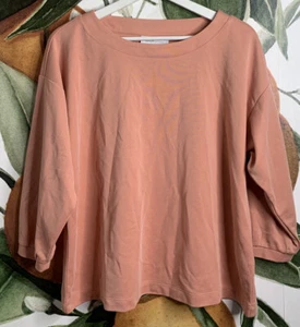 Top Pure Jill J Jill XS Cuello Barco Calce Cuadrado Lavado en Arena Mangas 3/4 Mezcla Tencel - Imagen 1 de 11