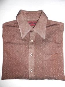 Vintage Men's 1970's Sutton Collection Knits 100% Poly Brown White L 16-16 1/2 - Picture 1 of 20