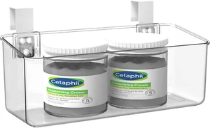 Plastic over Cabinet Door Organizer with Removable Hooks, Clear Hanging Baskets - Picture 1 of 6