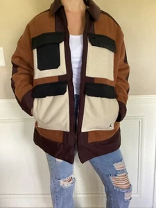 NWT Nike Air Jordan "Cozy Girl" Wool Blend Color Block Jacket Oversized Large L - Picture 1 of 12