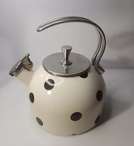 Kate Spade Whistle While You Work Deco Dot Black Polka Dot Teapot. - Picture 1 of 9