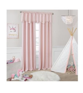 Adaline Nursery and Kid's Blackout Window Curtain-soft pink 52”x84”panel - Picture 1 of 9