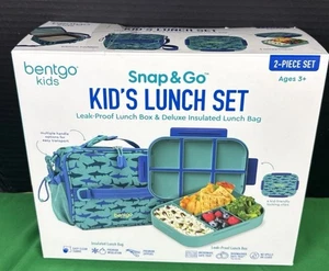 Bentgo Snap & Go Kinder Lunch Set Hai auslaufsichere Box & Deluxe Isoliertasche - Bild 1 von 7