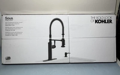 Kohler Sous Pro Faucet  Matte Black Finish With Soap Dispenser R10651-SD-BL NEW - Image 1 of 4