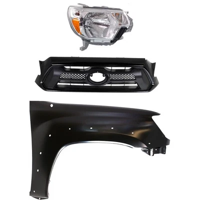 Headlight Kit For 2012-2015 Toyota Tacoma Passenger Side Assy 4WD Black Grille - Imagem 1 de 4