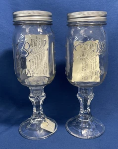 Pair (2)  Redneck Wine Glasses With Lids 12oz. Ball Mason - NWT - Picture 1 of 8