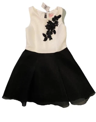 $195 NWT Zoe Ltd Size 10 Party Dress Bead Appliqué Black Evening Twirl Holiday - Image 1 of 4