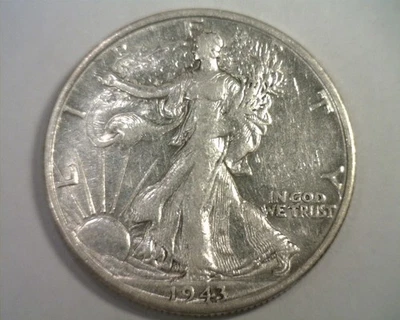 1943-S WALKING LIBERTY HALF EXTRA FINE / ABOUT UNCIRCULATED XF/AU ORIGINAL EF/AU - Image 1 of 2